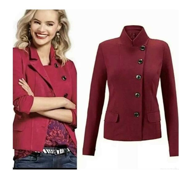 Cabi #3175 Rhubarb Red "Outing Blazer" Button Down Jacket Ponte Knit - Size 0 - Picture 7 of 9